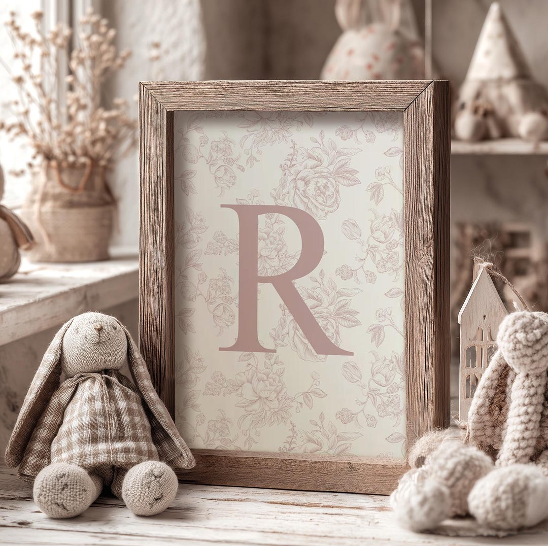 Floral Alphabet Nursery Print, A-Z Initial Print, Vintage Floral ...