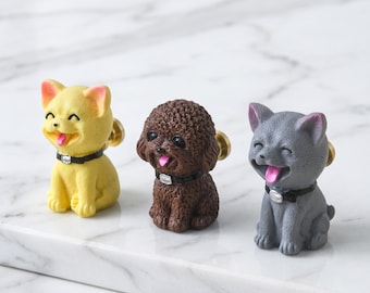 Tiradores de cajones con forma de animales: gato y perro. Herrajes para muebles de cocina con diseño de dibujos animados. Decoración para habitaciones infantiles. Regalo para niños.