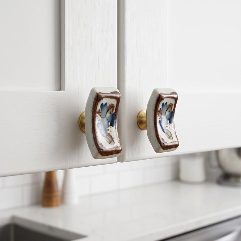 Tiradores de cerámica para armarios, pomos para cajones, herrajes de cocina, tiradores para muebles, pomos para armarios, tiradores decorativos, herrajes para cómodas, decoración del hogar. imagen 6