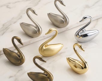 Tirador de cajón con forma de cisne, herrajes decorativos para muebles, manija para armario de cocina, pomo para cajón de cómoda, decoración única para el hogar, regalo