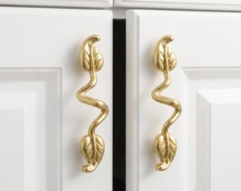 Tiradores de gabinetes con forma de hoja, tiradores decorativos para cajones, herrajes para gabinetes de cocina, tiradores para muebles, pomos para cajones de cómoda, estilo vintage, mejoras para el hogar.