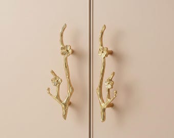 Nature Inspired Cabinet Handles Drawer Pulls Kitchen Hardware Furniture Handles Floral Cupboard Pulls Dresser Drawer Hardware Home Decor