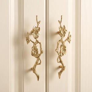 Floral Cabinet Handles Drawer Pulls Nature Inspired Furniture Hardware Cupboard Handles Decorative Pulls Dresser Drawer Home Decor Upgrade