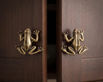 Tirador de cajón con forma de rana, diseño de animal, herrajes decorativos para muebles, armarios de cocina, cómodas y cajones, inspirado en la naturaleza.