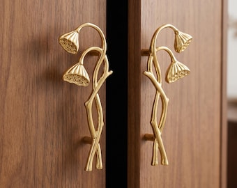 Floral Cabinet Handles Drawer Pulls Nature Inspired Furniture Hardware Cupboard Pulls Decorative Handles Dresser Drawer Home Decor Upgrade