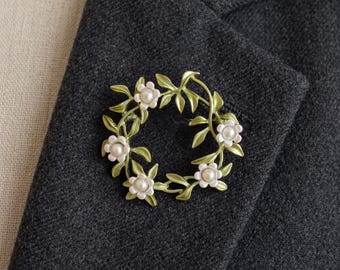 Broche vintage barroco con forma de flor, broche botánico para mujer, elegante, para abrigo o bufanda, joyería llamativa, regalo romántico