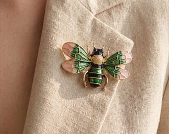 Broche de abeja adorable, pin de insecto de resina esmaltada pintado a mano, pequeño pin de solapa de abejorro para chaqueta vaquera o blazer, regalo para amantes de las abejas.