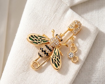 Broche de abeja de esmalte colorido hecho a mano, pin de solapa de abeja, joyería de insectos y naturaleza, pin para chaqueta o bolso estilo cottagecore, regalo para ella.