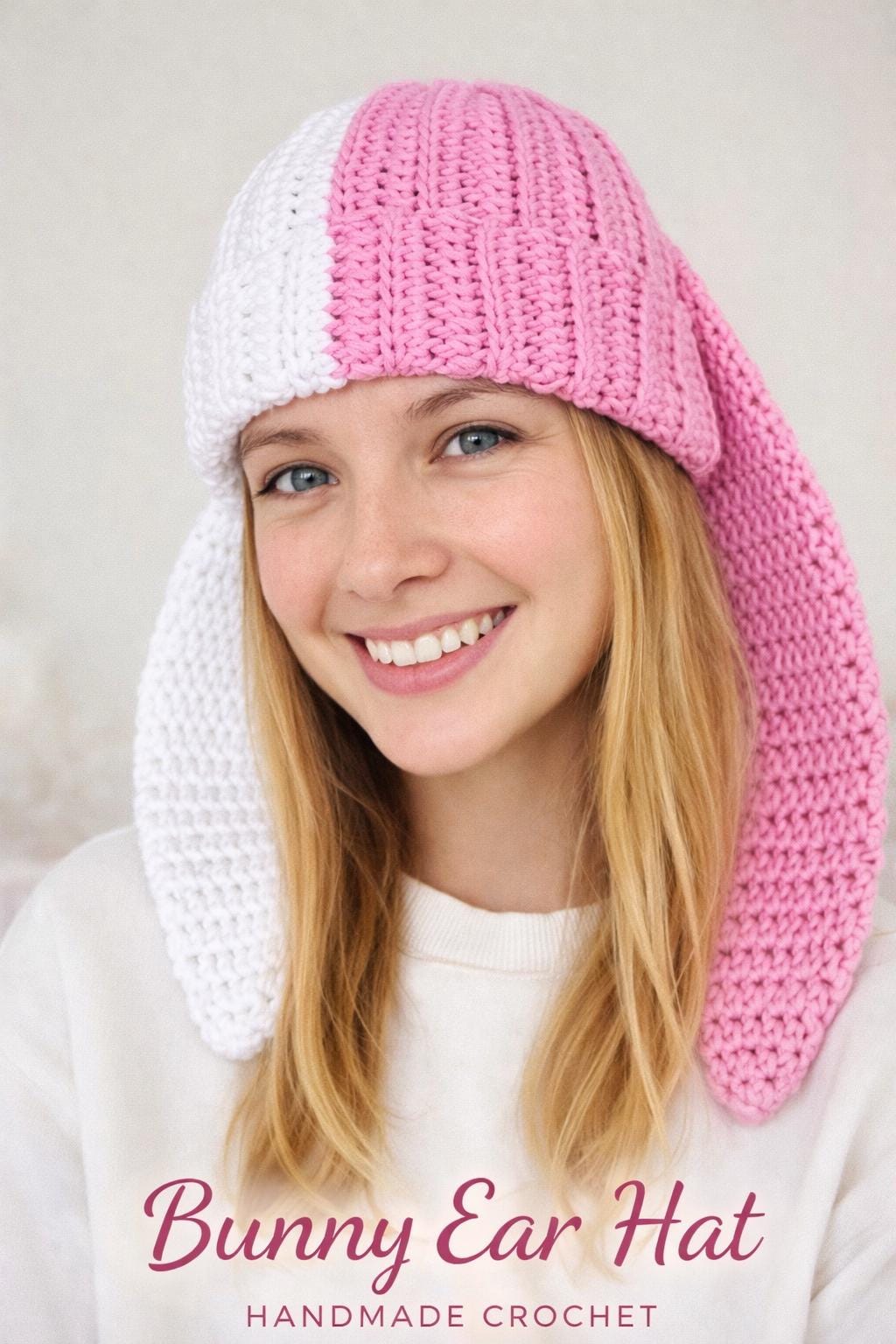 Bunny Ear Crochet Hat Pattern for Kids Adults (PDF Download) - Etsy