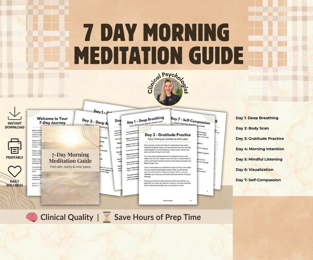 7 Day Morning Meditation Guide, Guided Mindfulness for Anxiety, Daily ...