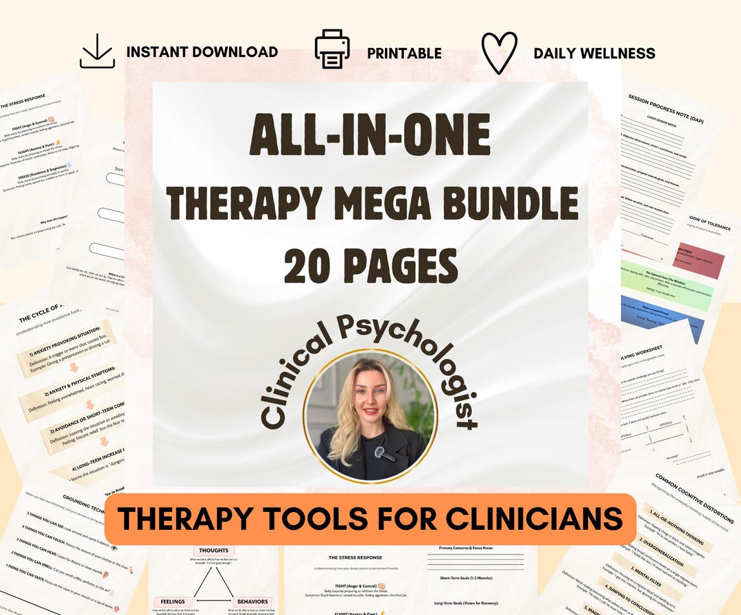 CBT Therapy Bundle, Cognitive Behavioral Therapy Worksheets for ...