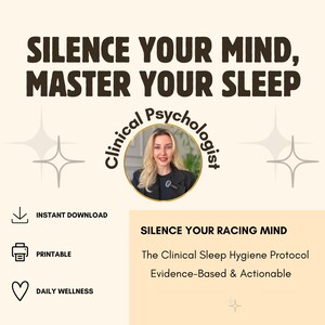 Clinical Sleep Hygiene Protocol, Insomnia Relief Guide, Clinical Psychologist Approved, Better Sleep Habits, Circadian Rhythm PDF, Wellness