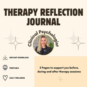 Diario de reflexión terapéutica, notas de terapia cognitivo-conductual, aprobado por psicólogos clínicos, registro de sesiones, indicaciones posteriores a la terapia, PDF sobre salud mental