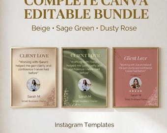 Instagram Templates for Coaches Canva | 30 Social Media Templates  | Beige Sage Green Dusty Rose | Wellness Brand Editable Instant Download