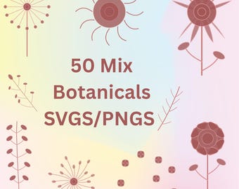 Pacote com 50 Clipart Botânico em Tons de Rosa Antigo | Coroas e Molduras Florais Boho (Download Digital)