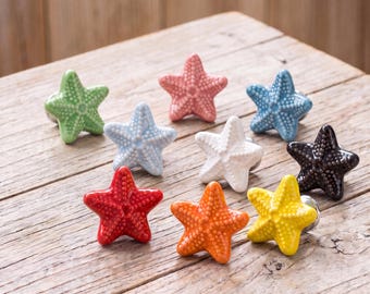 Starfish Cabinet Knobs, Coastal Drawer Pulls, Nautical Dresser Handles, Beach House Cupboard Hardware, Ocean Nursery Furniture Decor