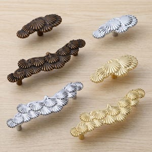 Puxador de gaveta em formato de concha para armário, estilo costeiro, ferragens decorativas para cozinha, puxador vintage para armário, puxador para cômoda, decoração para renovação da casa.
