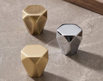Geometric Cabinet Knobs, Faceted Drawer Pulls, Modern Dresser Handles, Kitchen Cupboard Wardrobe Vanity Furniture Hardware Decor Set