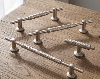 Modern Cabinet Handles Textured Drawer Pulls Furniture Hardware Kitchen Cupboard Handles Minimalist T Bar Pulls Home Renovation Accessories