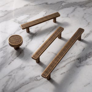 Antique Cabinet Knobs Drawer Pulls Vintage Furniture Hardware Kitchen Cabinet Handles Decorative Grid Texture Cupboard Pulls Home Upgrade