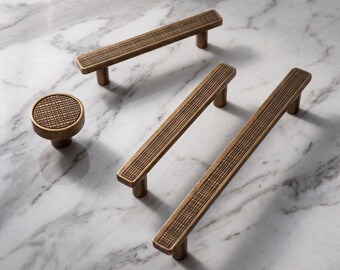 Antique Cabinet Knobs Drawer Pulls Vintage Furniture Hardware Kitchen Cabinet Handles Decorative Grid Texture Cupboard Pulls Home Upgrade