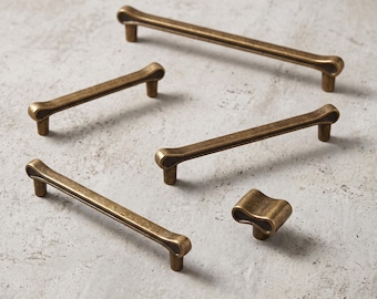 Vintage Cabinet Pulls and Knob, Slim Drawer Handles, Kitchen Cupboard Dresser Wardrobe Furniture Hardware for Rustic Cabinet Makeover