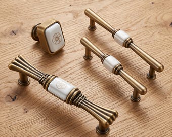 Ceramic Cabinet Handles Drawer Pulls Vintage Furniture Hardware Kitchen Cabinet Knobs Elegant Dresser Pulls Farmhouse Home Decor Hardware