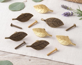 Leaf Cabinet Knobs Nature Inspired Drawer Pulls Furniture Hardware Kitchen Cupboard Handles Vintage Style Home Decor Cabinet Accessories