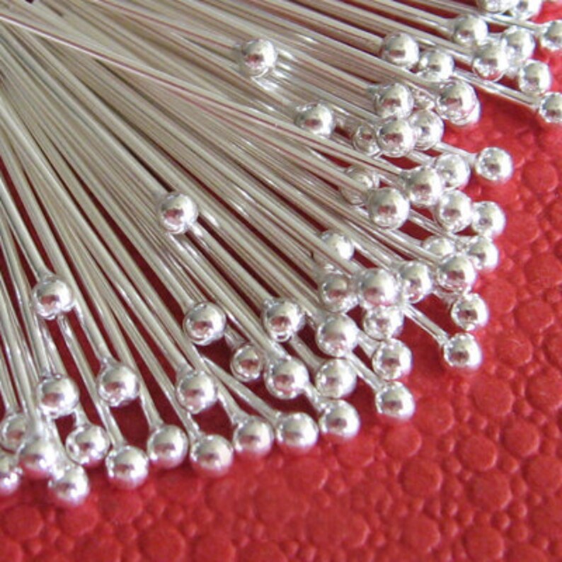 200pcs Silver Plated Brass Ball End Head Pin 50mm 24g W126 Etsy