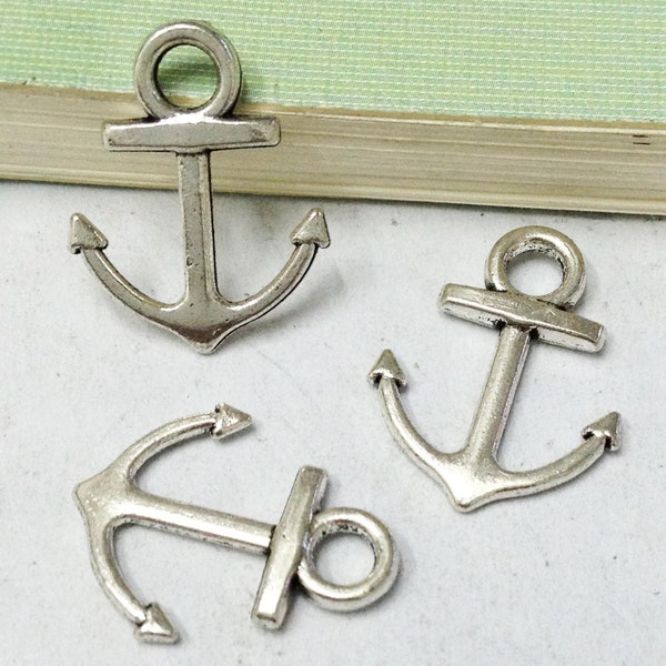 Anchor charms -25pcs Antique Silver Anchor Charm Pendants 15x18mm AA405-4