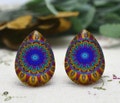 10pcs 18x25mm Teardrop Handmade Photo Glass Cabochon - Flower