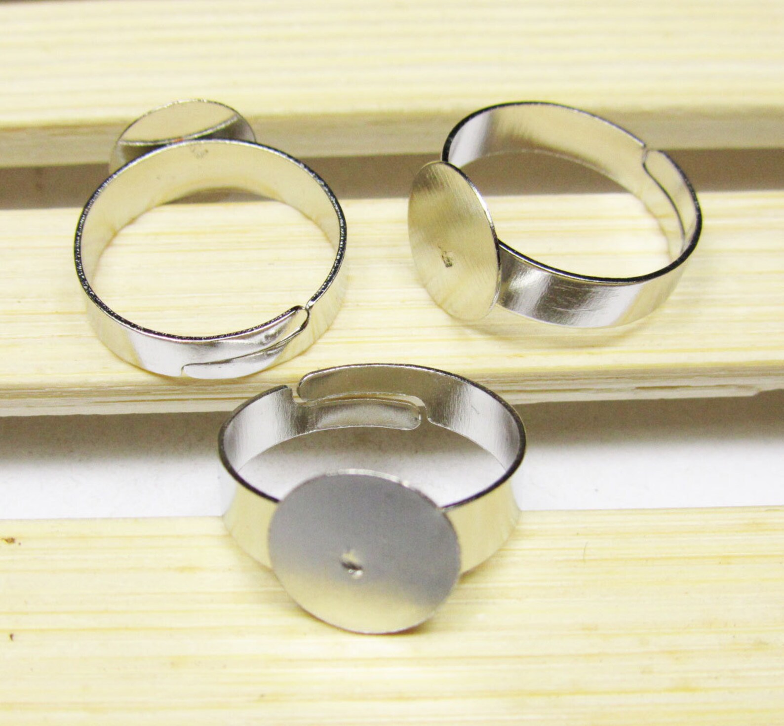 Ring Blanks Wholesale 20 White K Plated Adjustable Ring Base Etsy