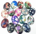 10pcs Mixed 18x25mm Handmade Photo Glass Cabochon - Flower