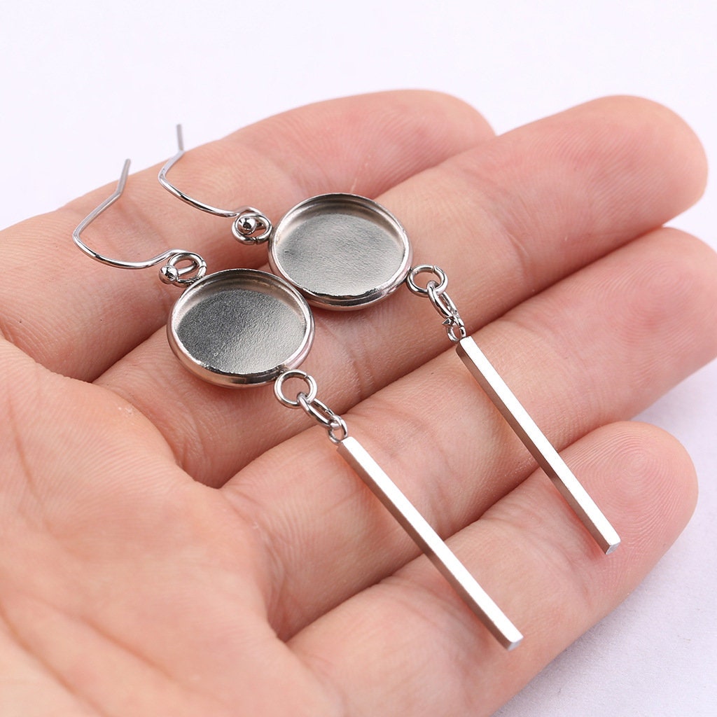 2 Pairs 12mm Stainless Steel Ear Base Earring Base Hook Etsy