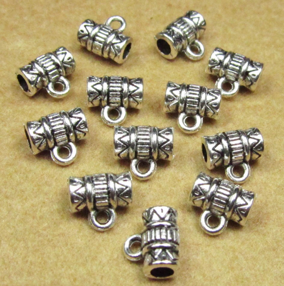 200Pcs Antique Silver Spacer Bail Beads Charms Pendant Fit Bracelet 15x9mm 