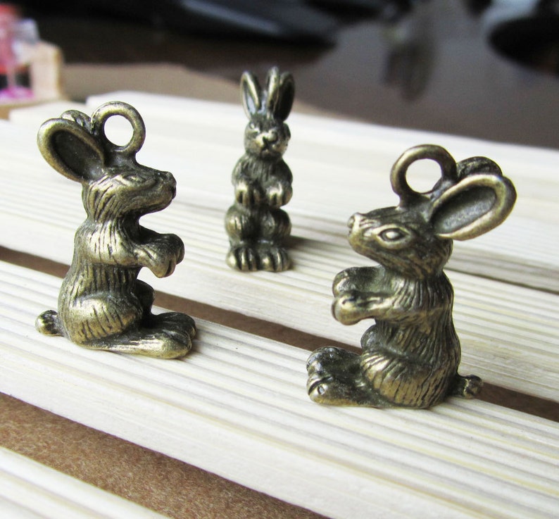 10pcs Antique Bronze 3D Bunny Rabbit Charm Pendants 16x22mm Etsy