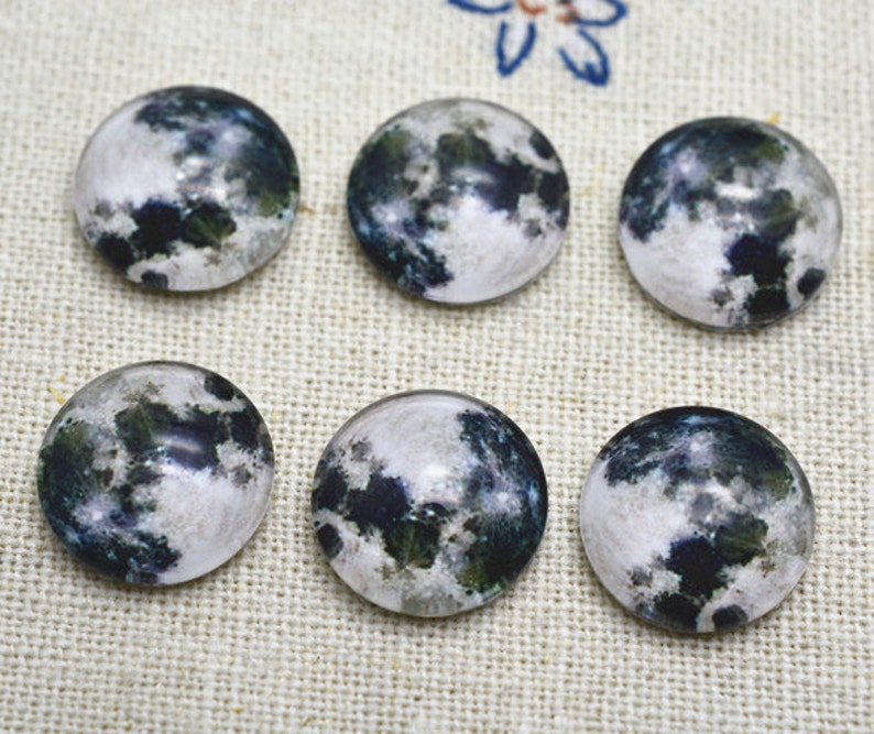 10pcs 12mm Round Handmade Photo Glass Cabochon Earth