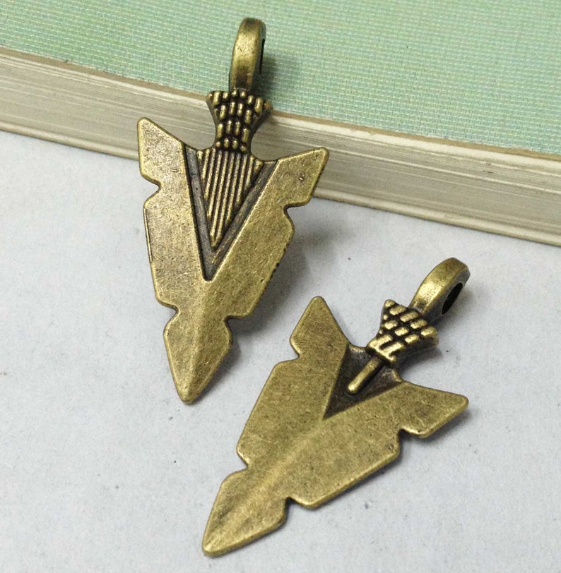 20pcs Antique Bronze Tribal Arrow Charm Pendants 15x30mm F508-2 Arrow Heads