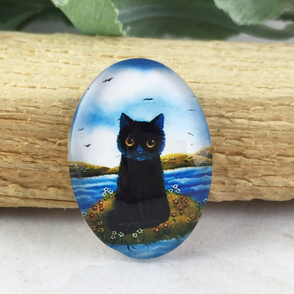 4pcs 18x25mm Oval handgemachte Foto Glas-Cabochon - Katze