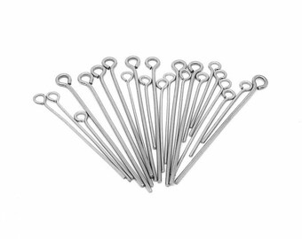 400PCS Eye Pin 1.6inch/40mm Stainless Steel Open Eye Pins Headpins for Jewelry Necklace Making Silver  