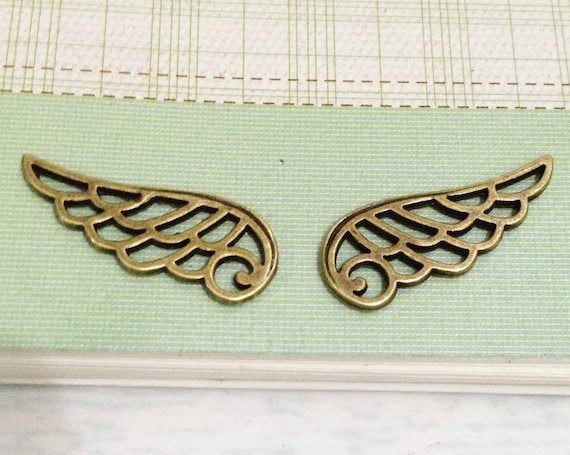 25pcs silver tone Angel Wing Charm Pendants,wing connector 9x24mm