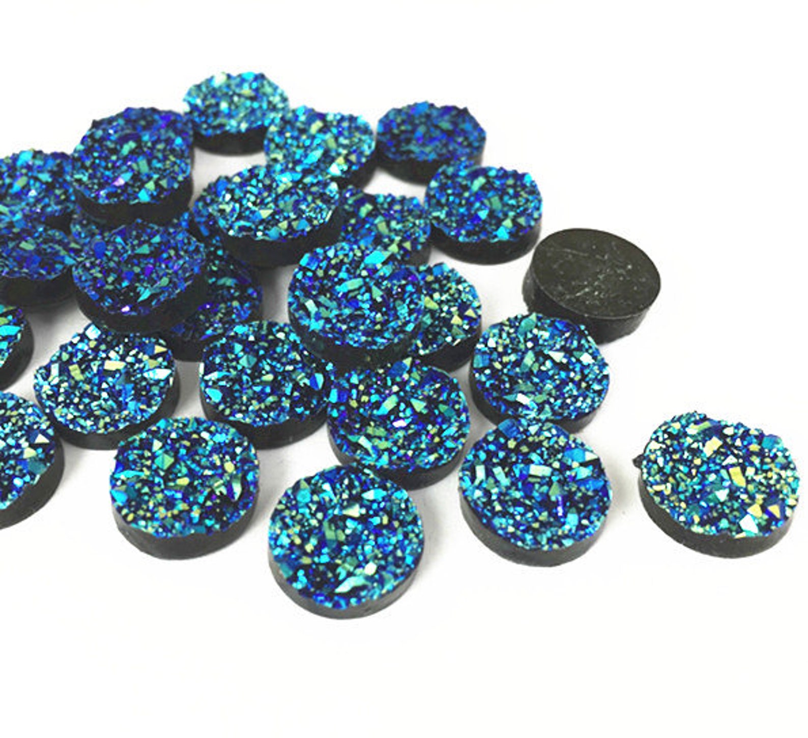 30pcs Wholesale Resin Cabochons 12mm Round Dark Blue Color Etsy