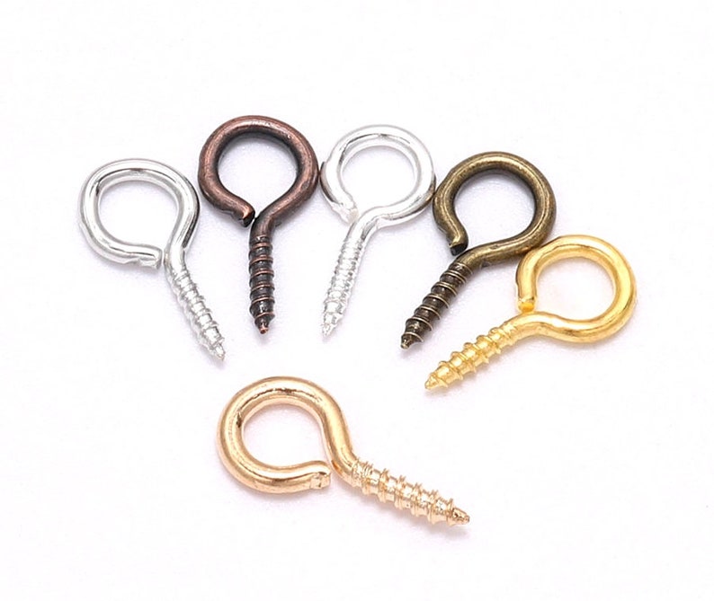 Scheam Small Screw Eye Pins,10 X 5mm Eye Pins Hooks,Mini Screw Eye Pin