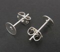 Earring Post: 100pcs 8mm Nickel Tone White K Earring Post  With Stopper Nut