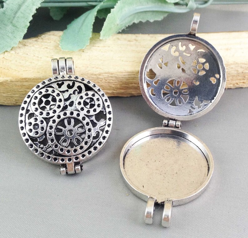 Picture Frame Locket 2pcs Antique Silver Steampunk Filigree Etsy