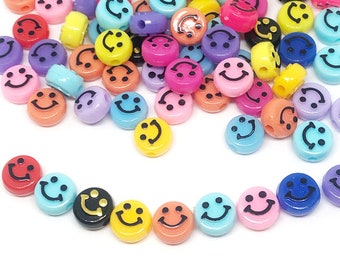 25 Acrylic Resin Plastic Pink Shaped Smiley Beads 10mm