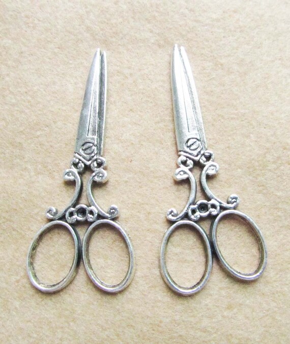 Scissors Charms 10pcs Antique Silver Large Scissors Charm Etsy