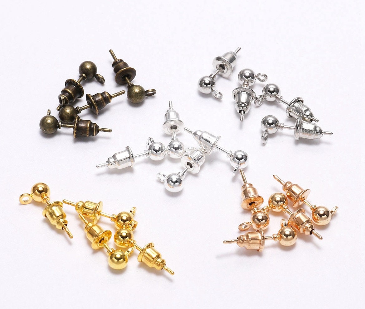 50pcs stainless steel earrings connector findings diy stud earring post Jewelry 