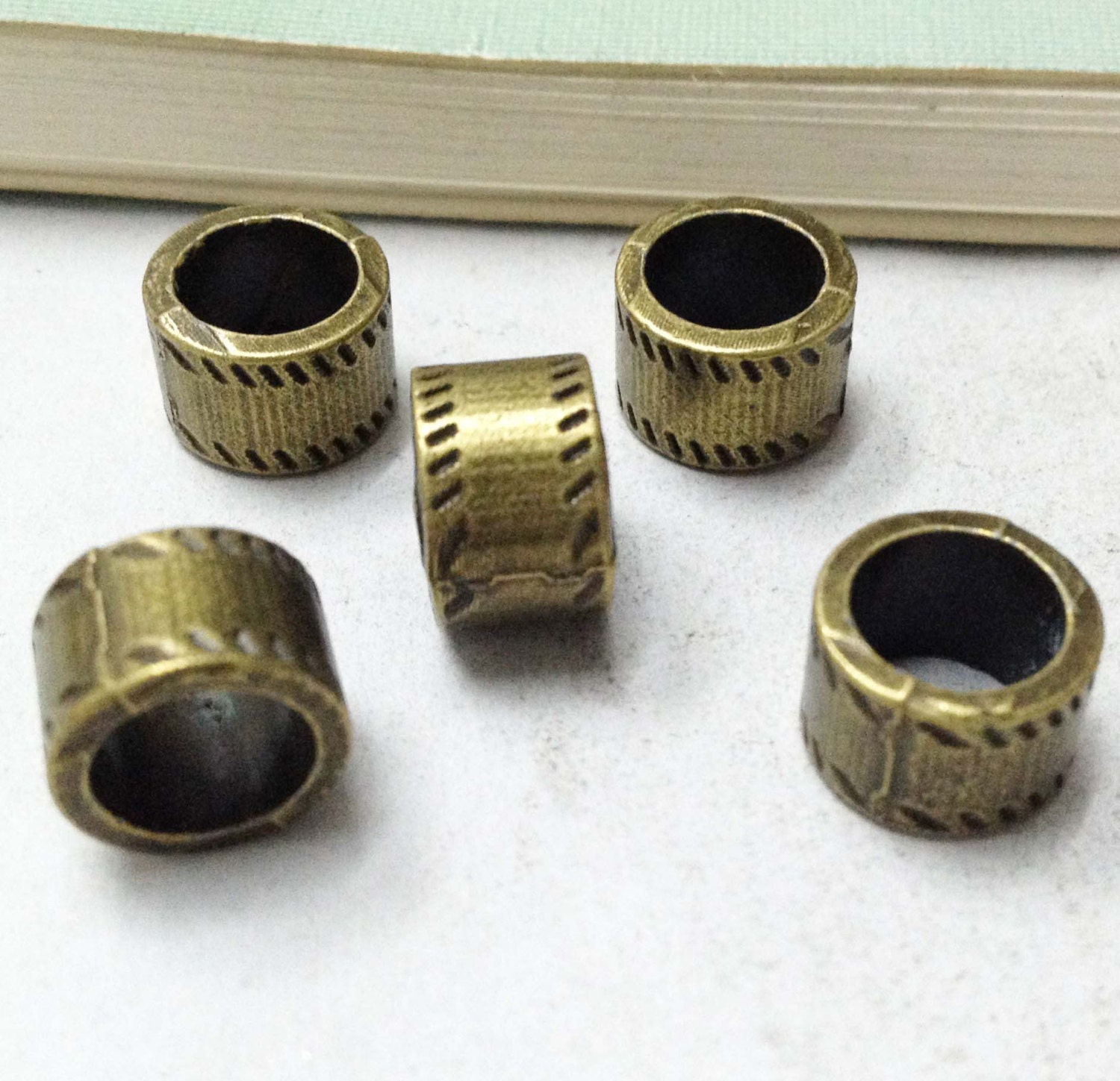 25pcs Antique Bronze Round Tube Spacer Bead Charm Pendants Etsy