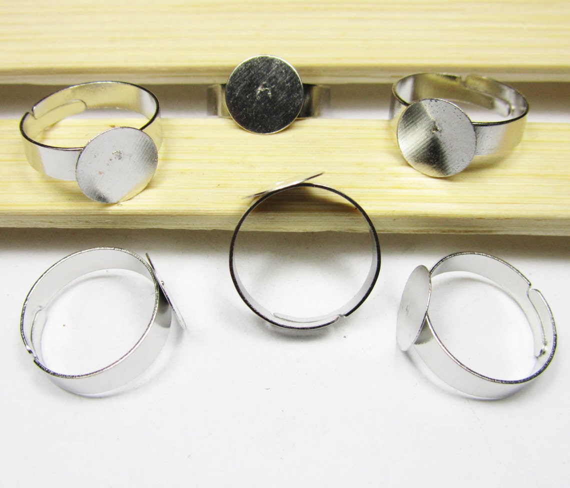 Ring Blanks Wholesale 20 White K Plated Adjustable Ring Base Etsy